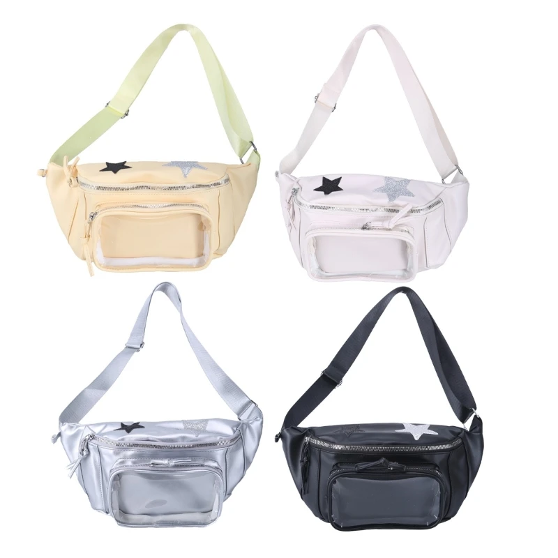 Japanese Crossbody Bag for Girls Women Clear Chest Bag Waist Bag