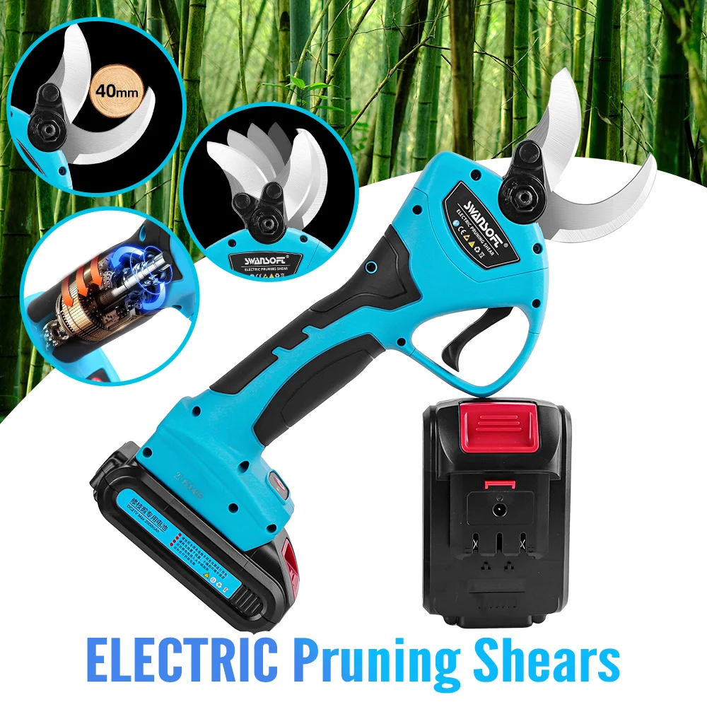 Professional Sharp Cordless Electric Pruning Shears , 21V 2Ah Lithium Battery Tree Branch Trimmers Pruner, 40mm Cutting Diameter