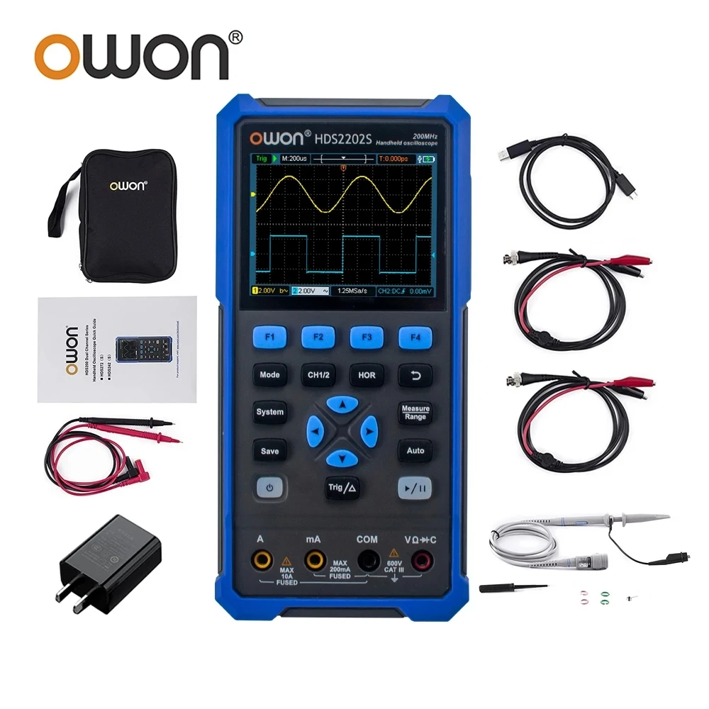 OWON HDS2102S Digital Oscilloscope 2 Channels 100Mhz Bandwidth Portable 3 in 1 USB Osiclloscopes + Multimeter+Waveform Generator