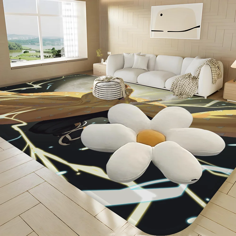 Demon Slayer Agatsuma Zenitsu Room Mats Cheaper Anti-slip Modern Living Room Balcony Printed Welcome Rug