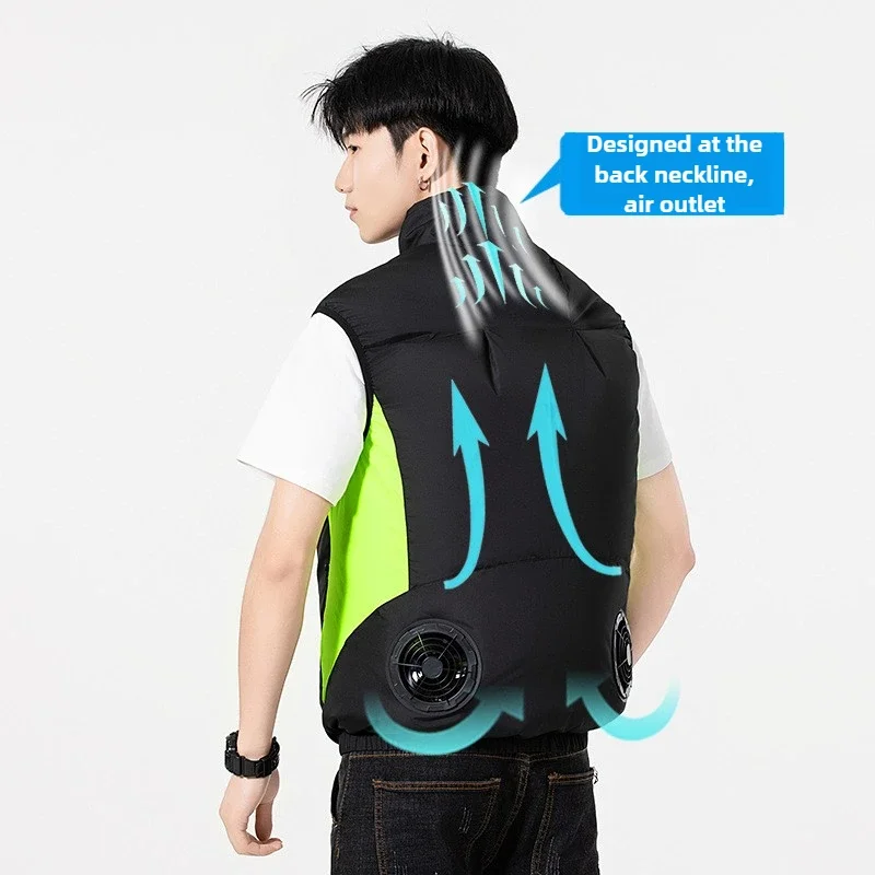 

Summer Ice Vest with Fan - Men's Cooling Waistcoat Waterproof & Breathable Outdoor Work Wear Camouflage Air Conditioner