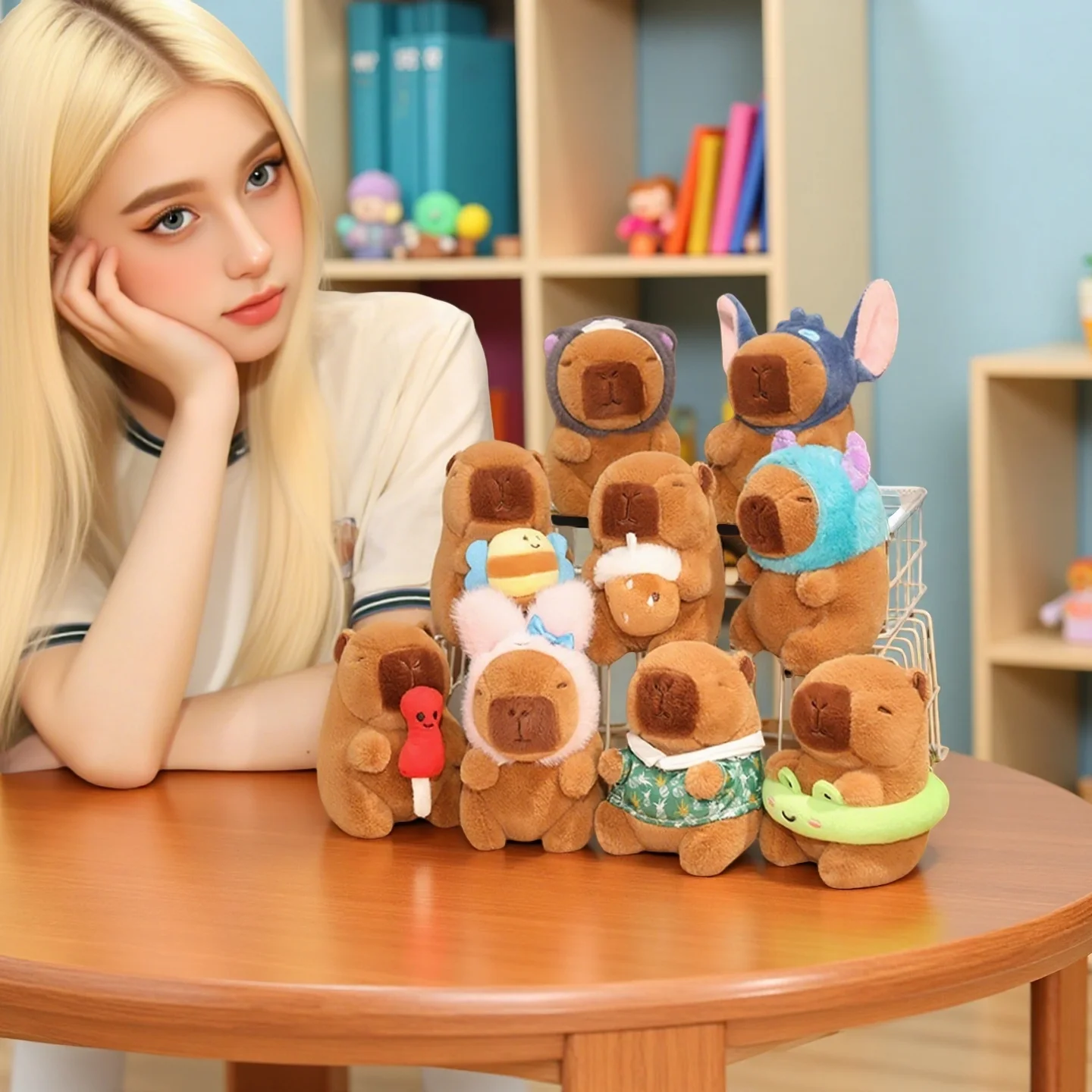 

Головной убор Капибара, плюшевая подвеска, игрушка, кавайный мультфильм Капибала, сумка, аксессуар, милая мягкая кукла, брелок, детский подарок на день рождения