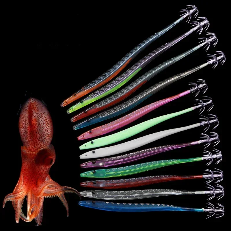 5Pcs Egi Squid Bait Glow-in-the-dark Fishing Accessories Korea Sea Wood Shrimp Bait Squid Octopus Cuttlefish Bait Fishing Tackle