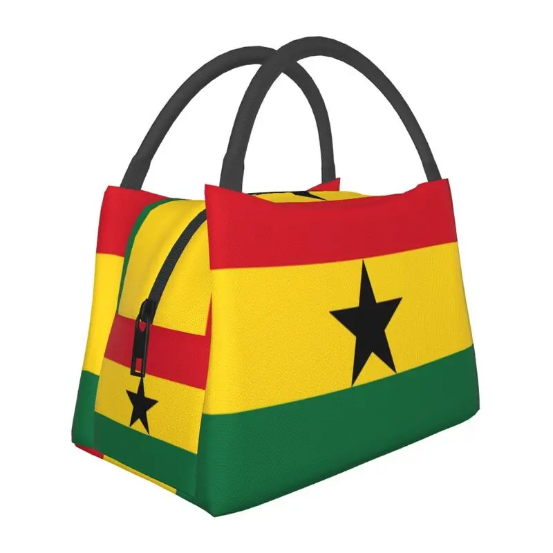 Custom Ghana Flag Insulated Lunch Bags for Women Leakproof Ghanaian Patriotic Cooler Thermal Lunch Tote Beach Camping Travel