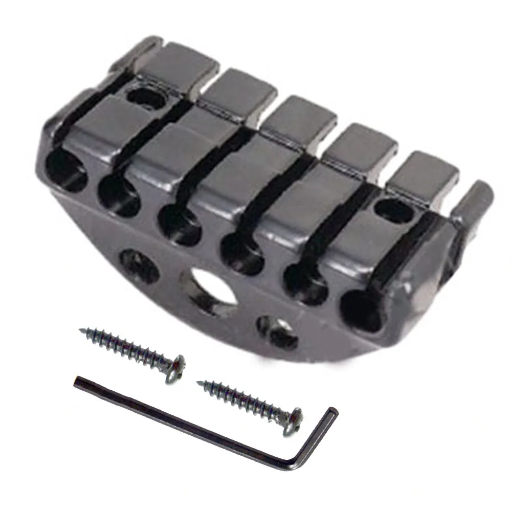 أسود اللون سبائك الزنك جسر ثابت السرج مقطوعة الرأس جسر الغيتار الكهربائي الذيل مع 6 سلسلة قفل الجوز والمسامير #2