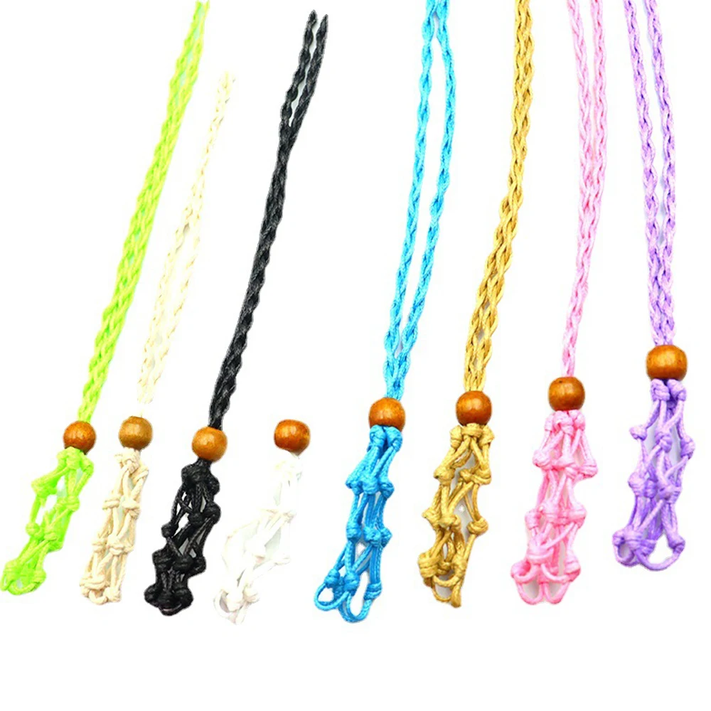 5Pcs Necklace Holder Adjustable Empty Stone Pendant Holder Hand-Woven Necklace Cord for DIY Jewelry Making Net Bag Pendant
