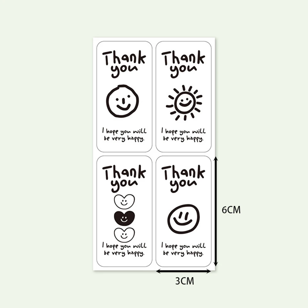 100Pcs/Pack Cute Rectangular Thank You Stickers Small Business Gift Decoration Labels Seal Sticker Stationery Sticker