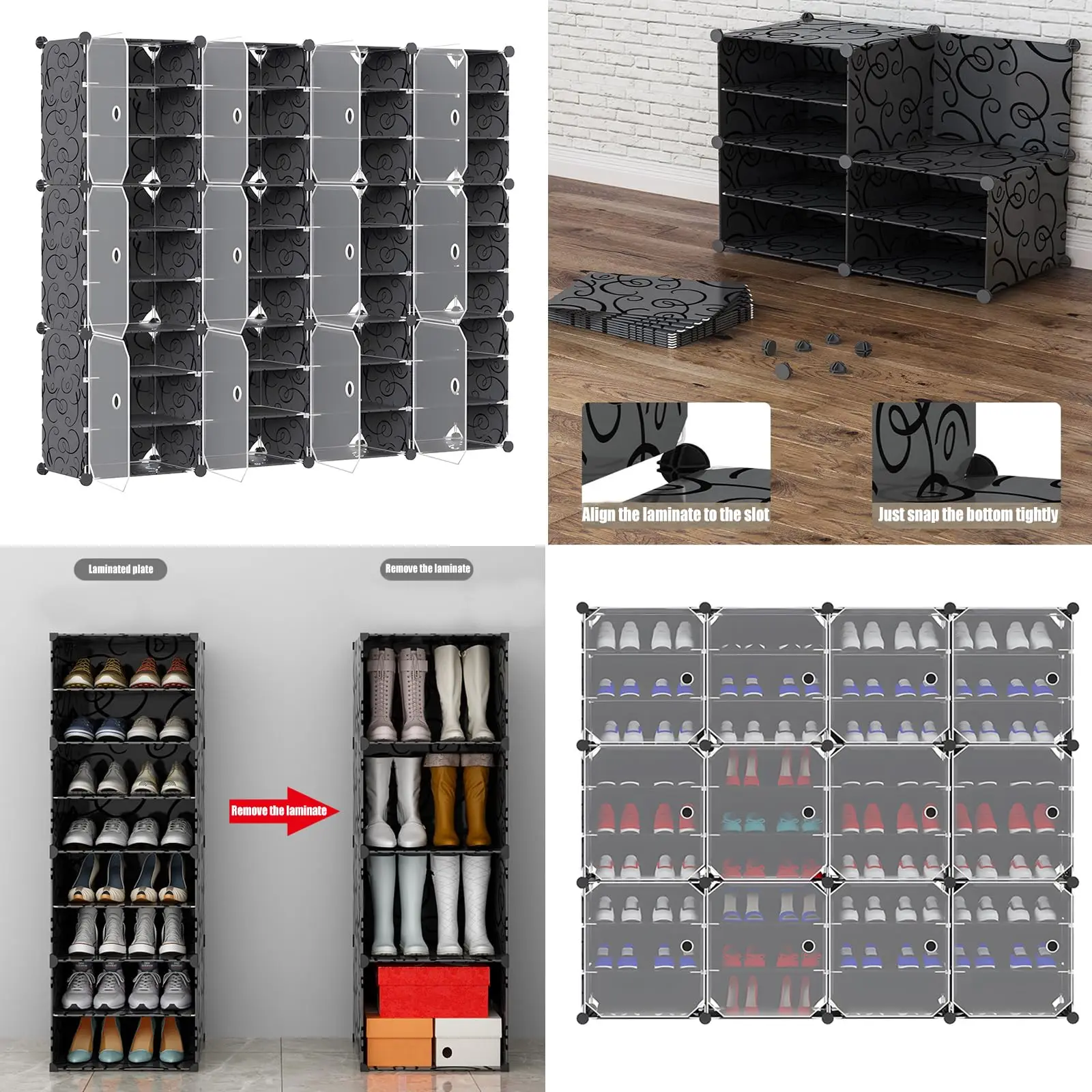 Портативный органайзер для обуви с дверцами, 9-уровневый 72 пары штабелируемых шкафов для хранения обуви, прозрачный пластиковый органайзер для обуви Sneaker Co
