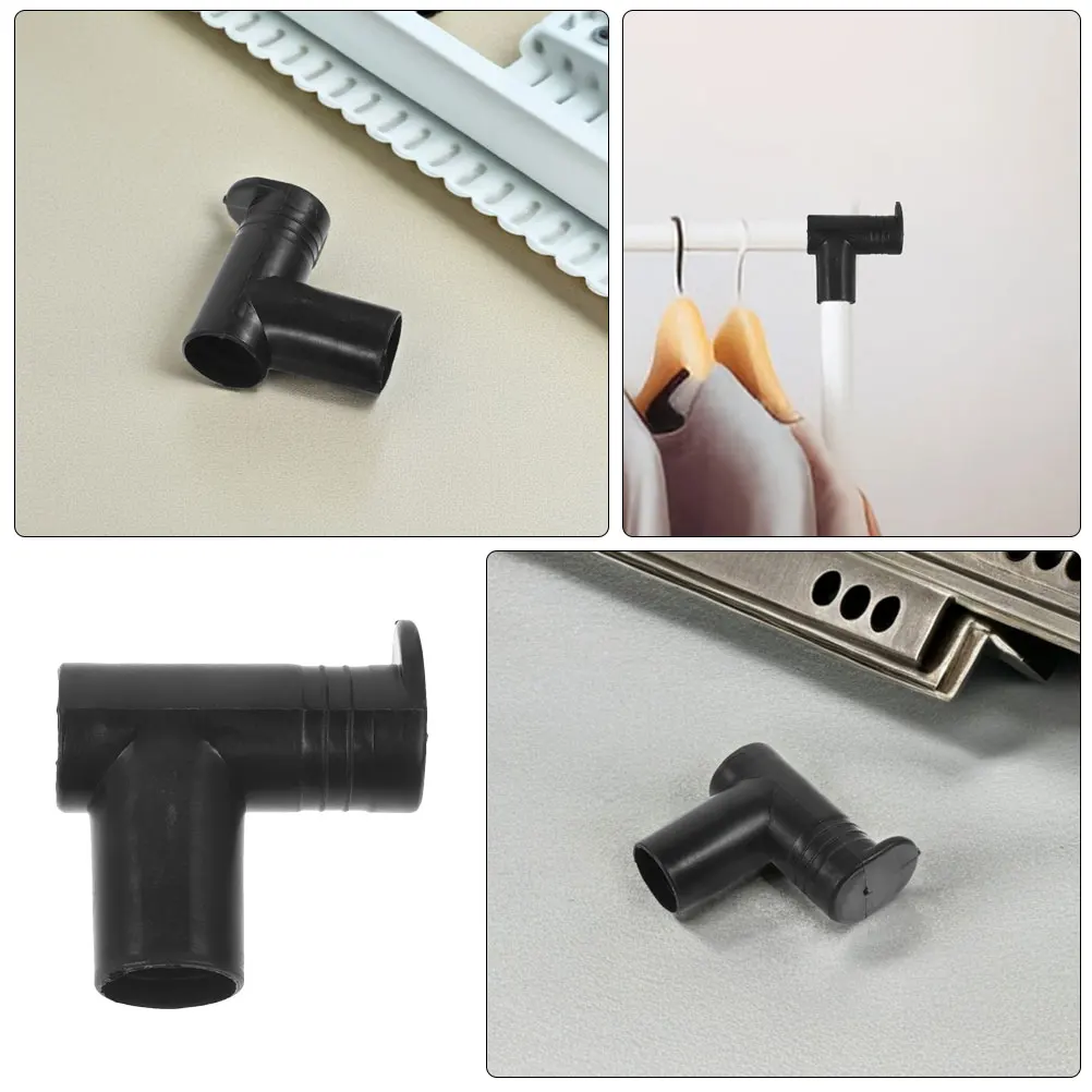 

Rod Joints Clothes Rack Accessories Closet Bracket Drying Stand Black Plastic Hanger Stoppers