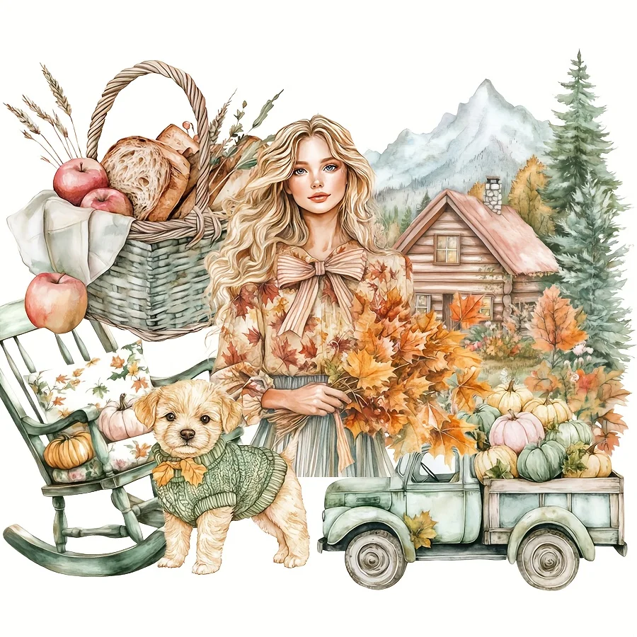 117 قطعة-144 قطعة ملصقات موضوع الخريف لديكور تغليف الهدايا ، حرفة الورق ، ملصق مجلة الألبوم ، لوازم القصاصات ، فن المشبك #4