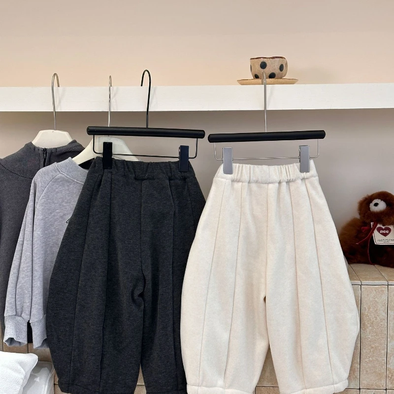 2025 خريف/شتاء جديد سميك الربط سكين منحني وسراويل مخملية متعددة الاستخدامات دافئة بلون واحد #2