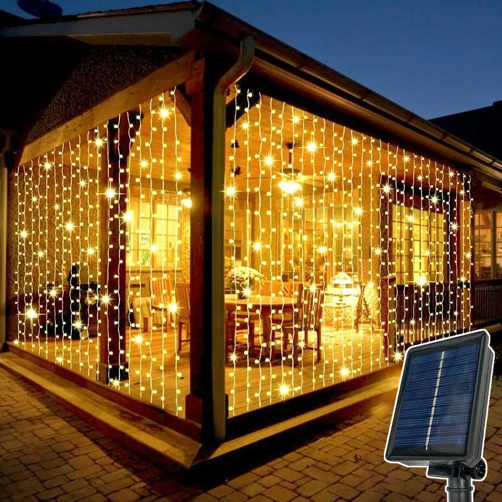 

Solar Curtain Light Solar Fairy Garland String Lights Outdoor Garden Yard Wedding Party Christmas Holiday Halloween Decoration