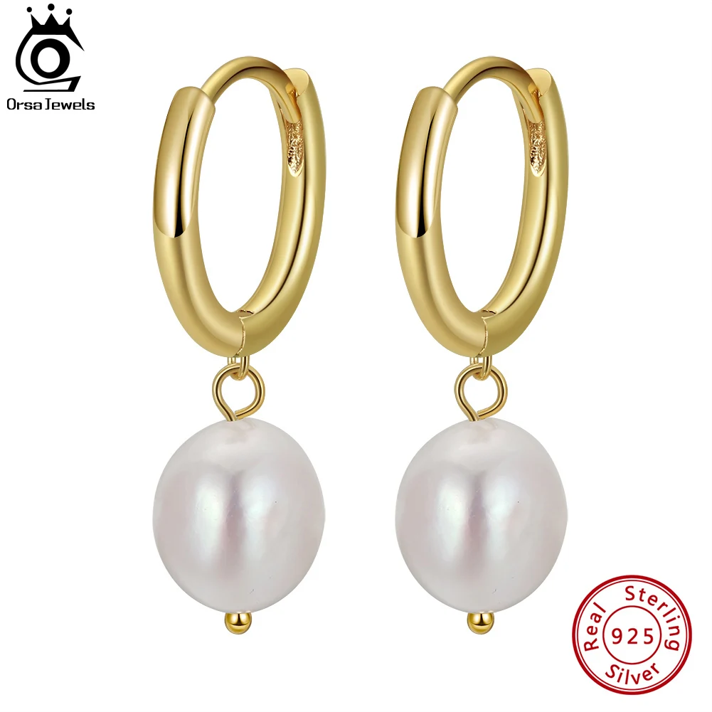 

ORSA JEWELS Vintage Freshwater Pearl Drop Earrings 925 Sterling Silver Fashion Dangle Eardrop for Women Party Jewelry GPE50