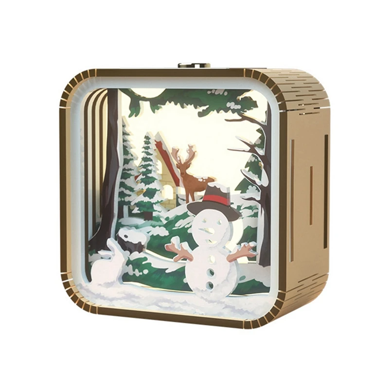 

AB09-Nightlight Gifts Hand Touch Cartoon DIY Wooden Stereo Atmosphere Lights Graduation Season Gifts