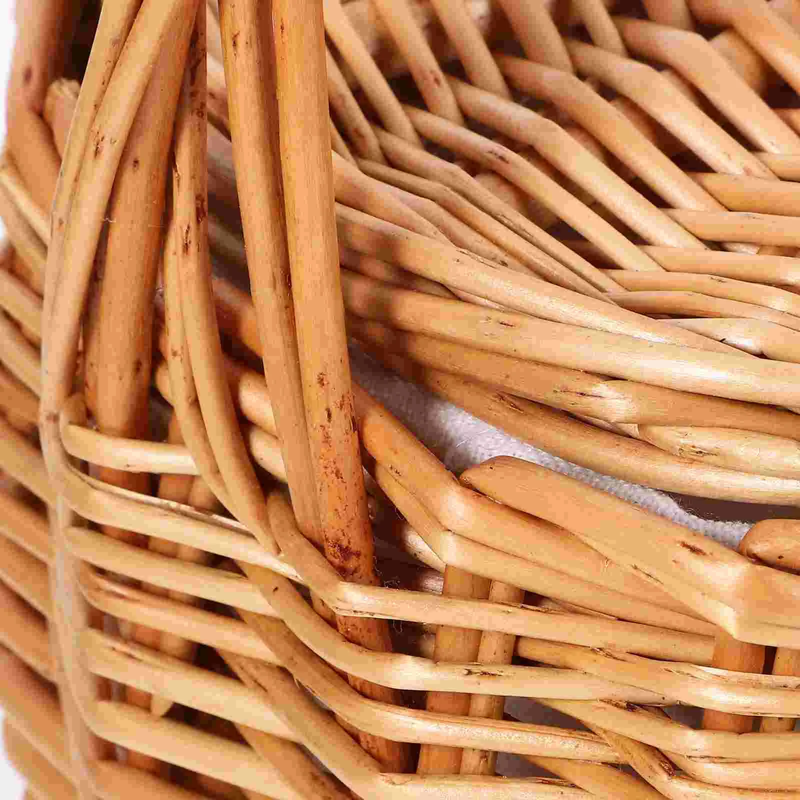 Foldable Picnic Basket Wicker Tray Decor Daily Supplies Multi-function Storage Shopping Bins with Lids