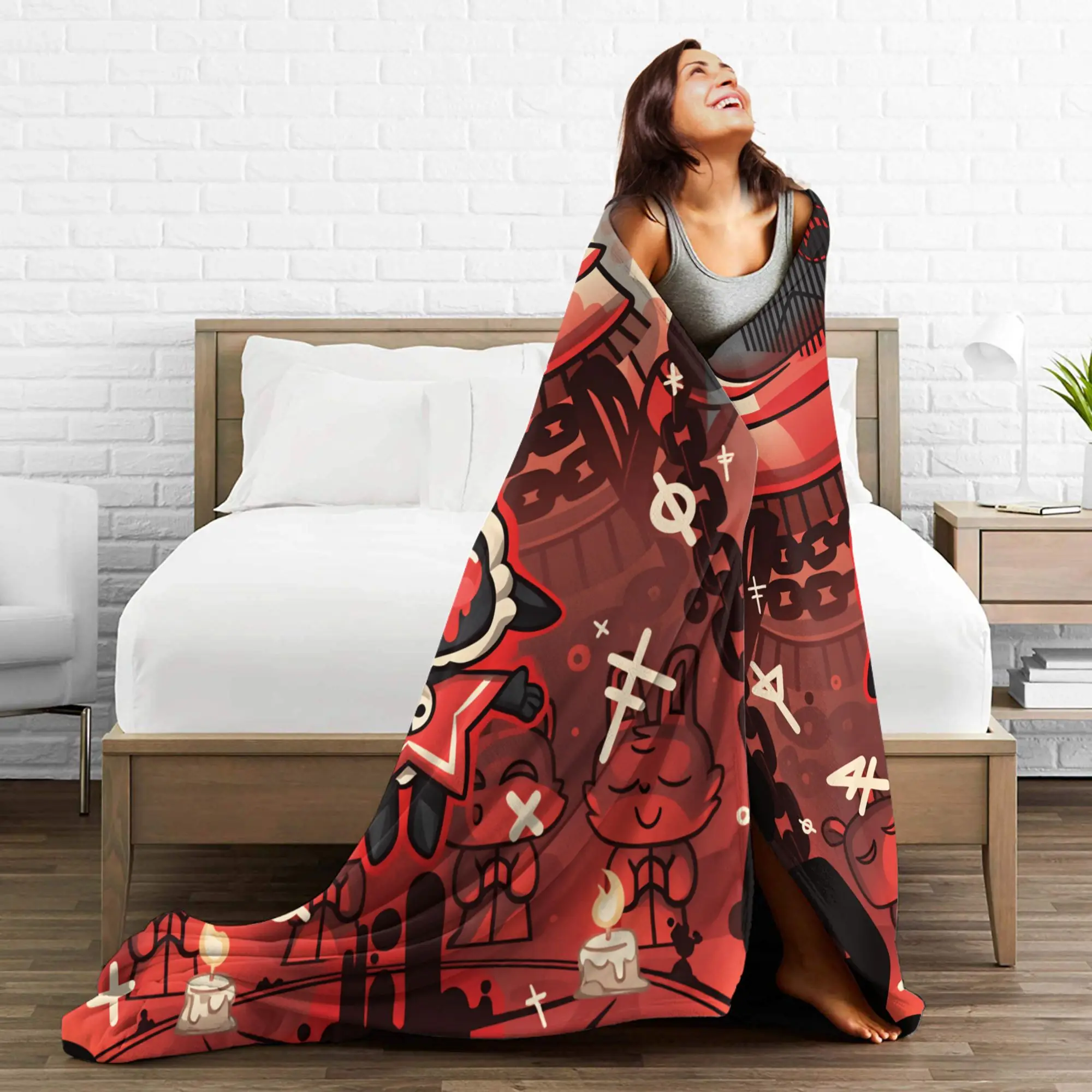 Cult of the Lamb Warm Soft Blankets  Picnic Plush Throw Blanket Fashion Home Decor Flannel Bedspread Sofa Bed Cover view 4