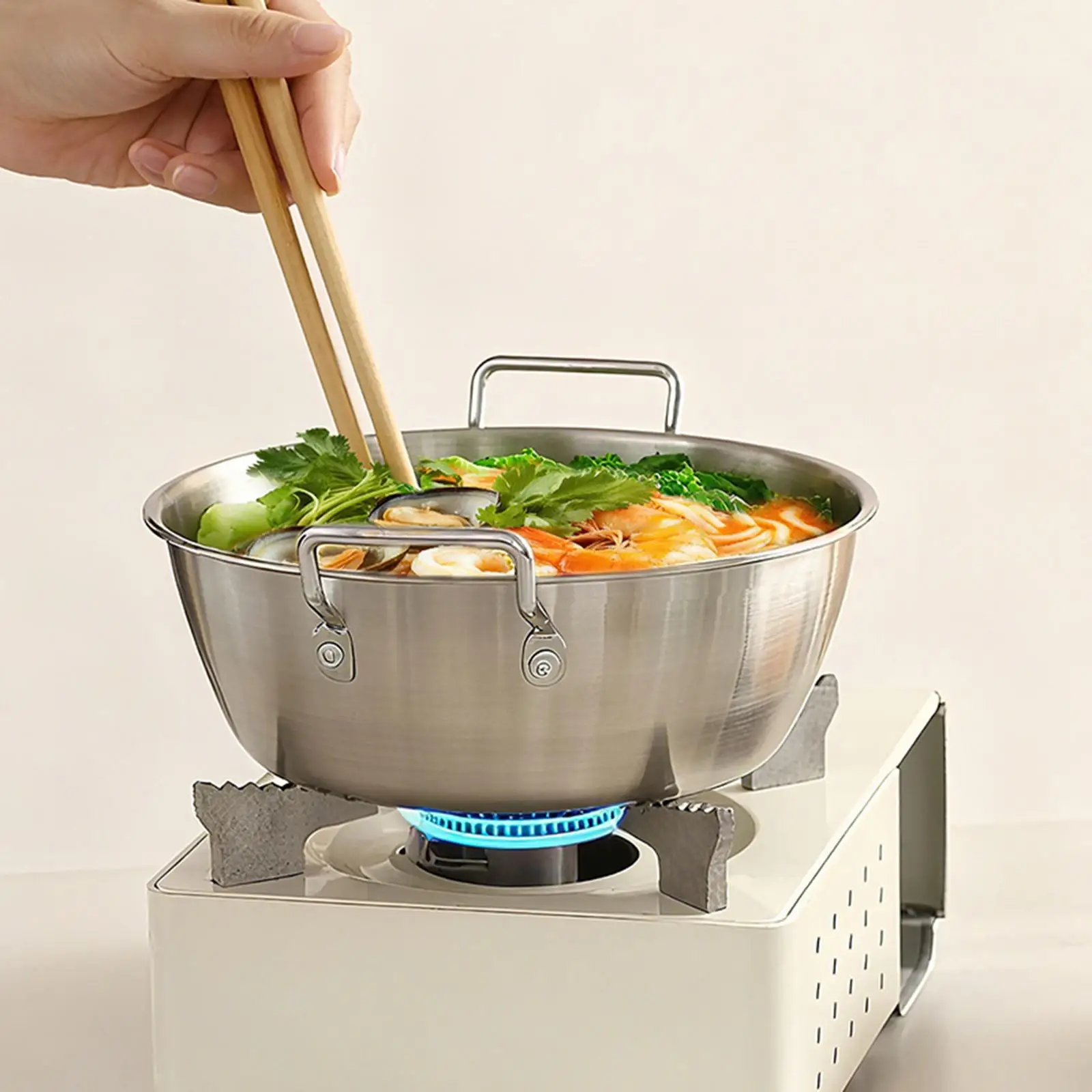 Ramen Noodle Soup Pot Non Stick Stainless Steel Kitchen Bowl for Oatmeal Pasta Stews Induction Stove