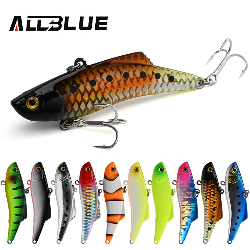 ALLBLUE Silent VIB Sinking Fishing Lure 8g 18g Hard Solid Wobbler Plastic Vibration Trout Bass Pike Artificial Winter Ice Bait