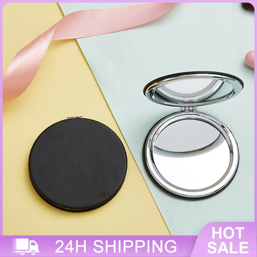 Fold Practical Simple Vanity Mirror Fashion 7 * 7cm Mirror Tool Anti-fall Mini Double Sided Cute Electroplated With Silver 47g