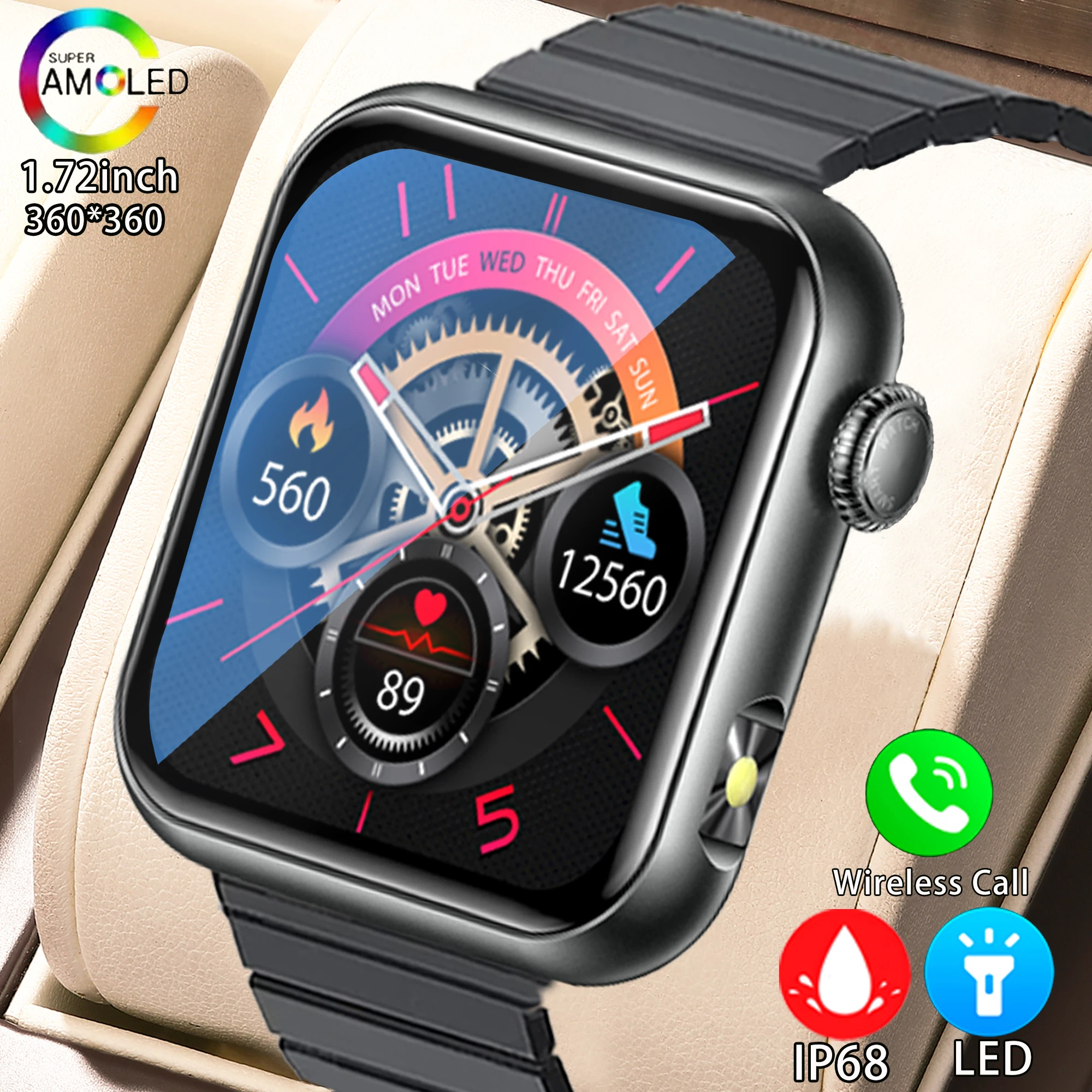 

2025 светодиодные спортивные умные часы Bluetooth 100+ режимов упражнений вызов мониторинг сердечного ритма здоровья SOS аварийный вызов умные часы