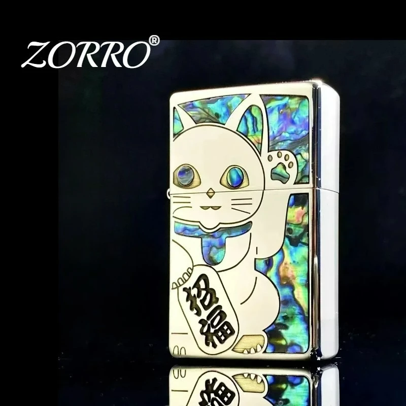 

ZORRO белый никель, цвет ручной работы, ультратонкая ветрозащитная зажигалка для масла, винтажная шлифовальная зажигалка с зажиганием, необычные зажигалки