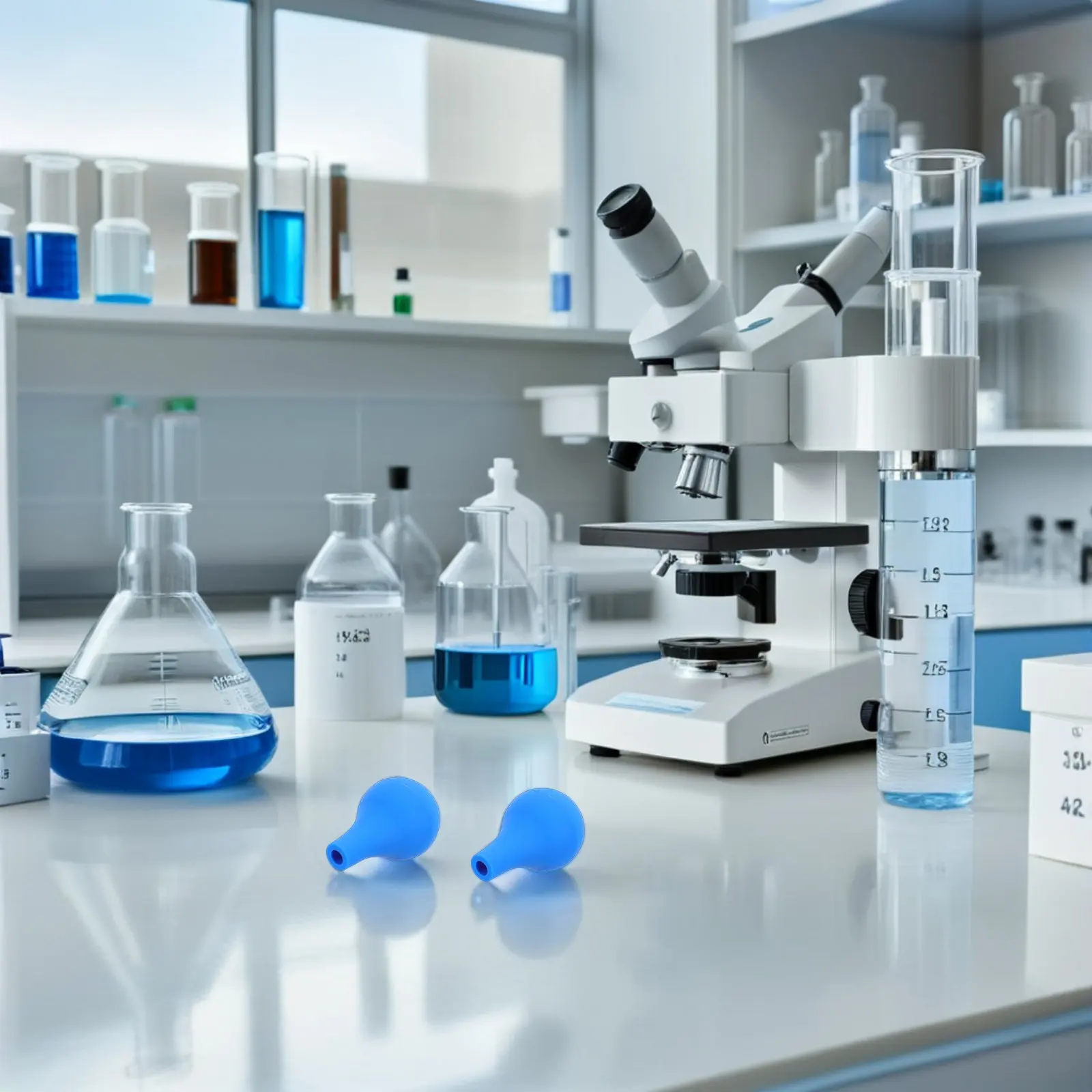 8Pcs Silicone Pipette Ball Accurate Suction Bulb Liquid Transfer Blue Non-Slip Ergonomic Pipette Bulb Flexible Laboratory