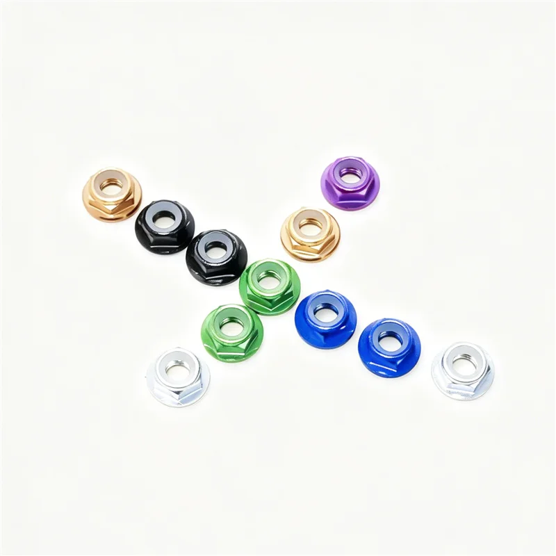 M5 Flange Lock Nuts (5CW Pack), Durable Aluminum Anti-Slip Serrated Flanged Nuts for RC Aircraft Cars Models, M5*4.5mm