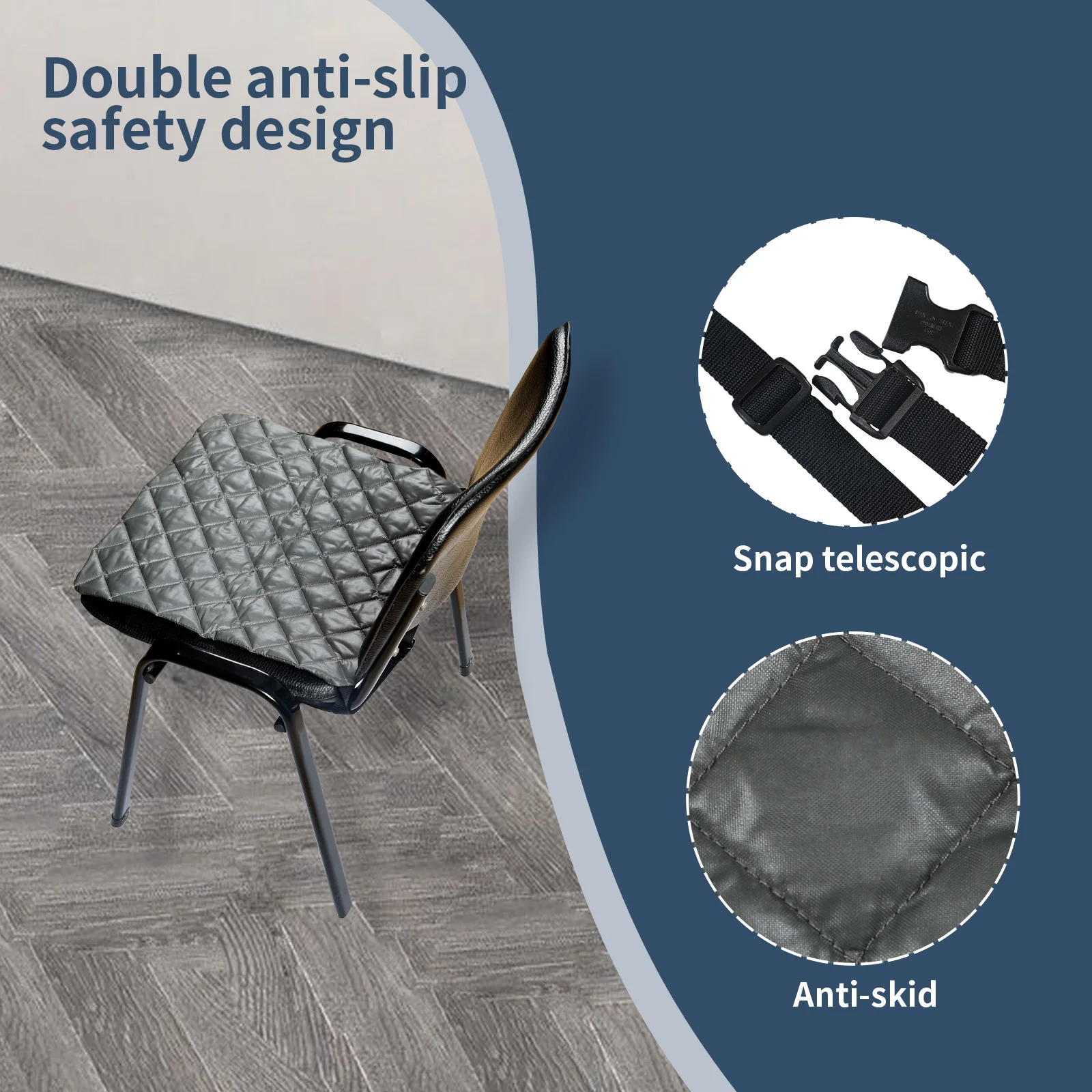 Ehucon Soft Seat Cushion,Foldable Double-Sided Non-Slip Safety Seat Cushion Suitable for office chairs, wheelchairs,Black,1pc