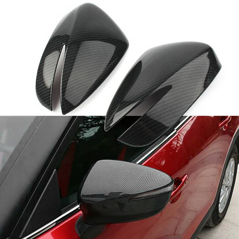 for Mazda CX-3 CX3 2016 2017 2018 2019 2020 ABS Carbon Fiber Side Door Rearview Mirror Cover Trims