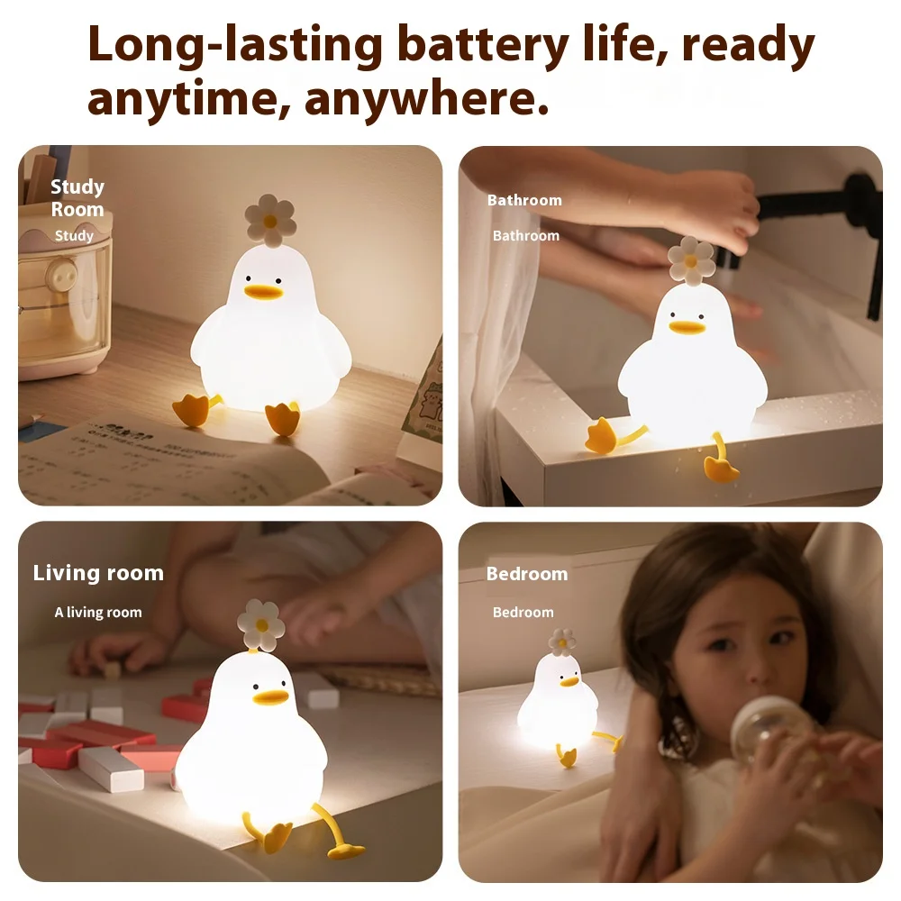 Daisy Duck Night Light, Silicone Tap Sensor Kids Bedside Lamp, Cute Eye-Protecting Nursery Sleep Light for Children