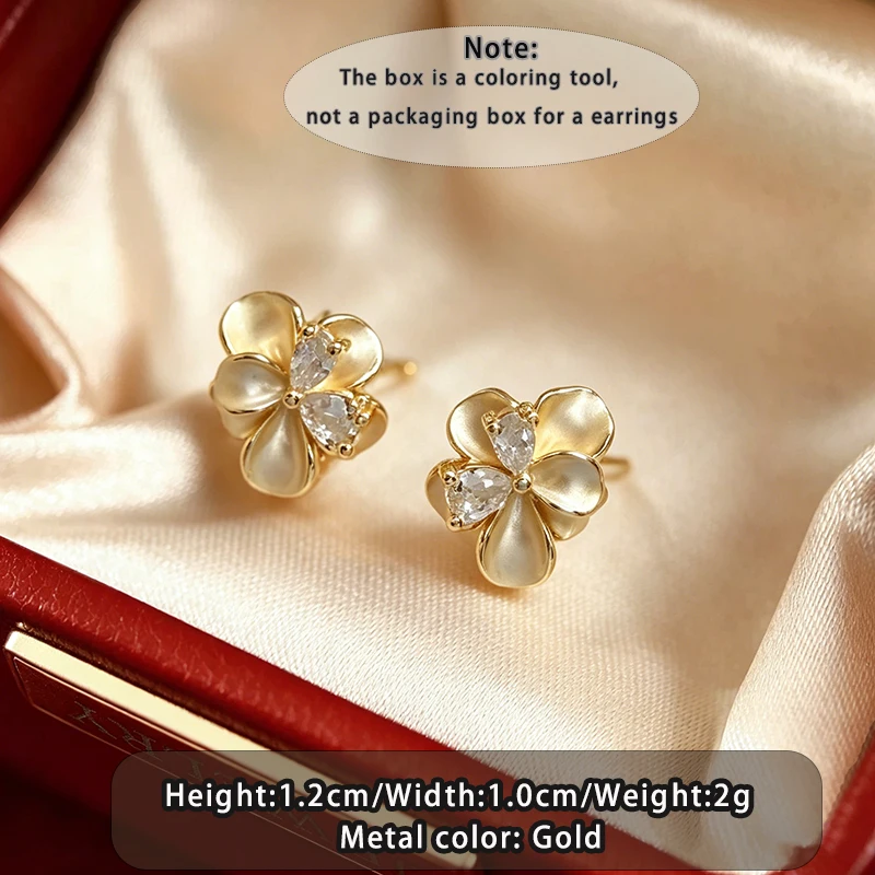 Mini White Enamel Zircon Flower Stud Earrings for Women New 2026