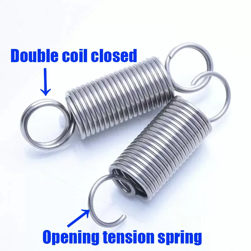 304 Stainless Steel Closed Tension Spring, Double Coil Small Spring, O-ring Hook Extension Spring, Steel Wire Diameter 1.2mm