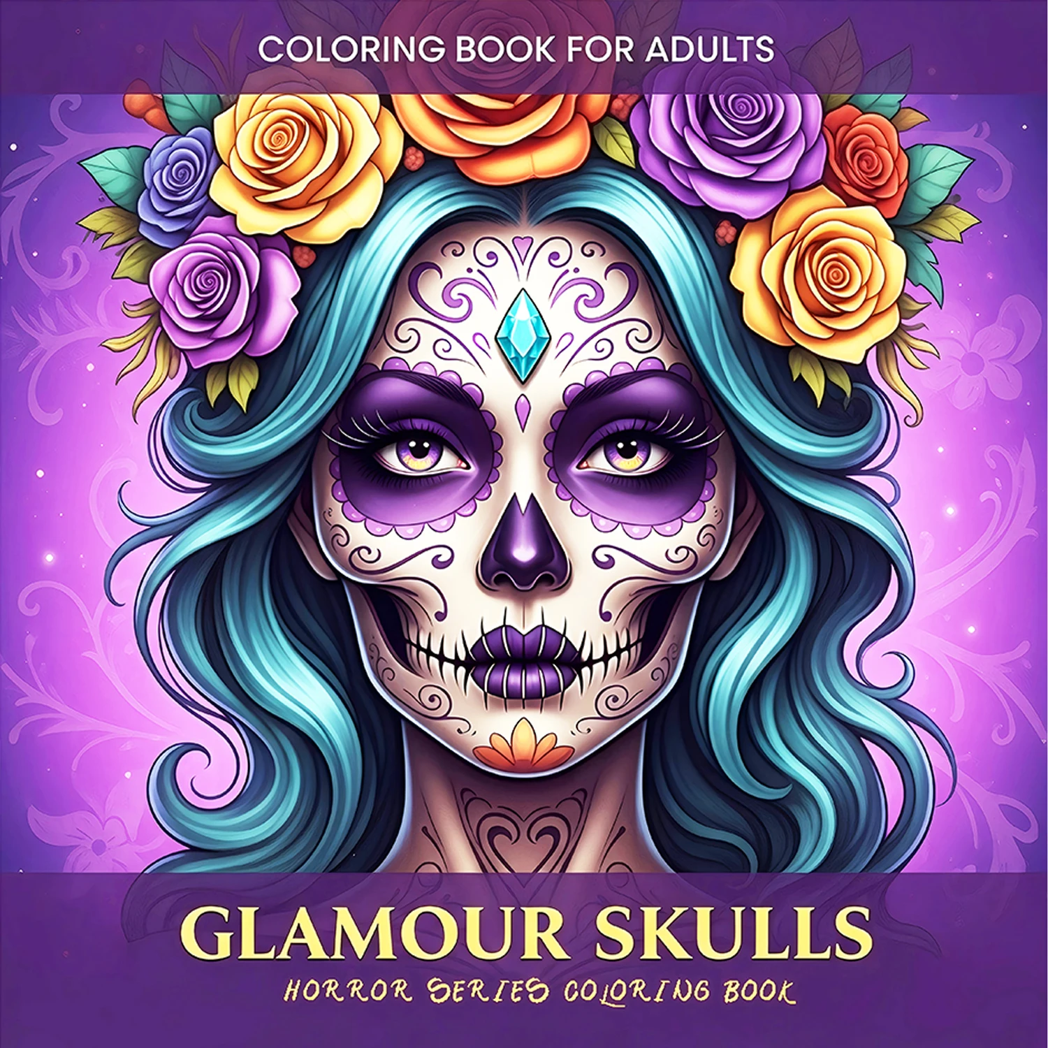 

GLAMOUR SKULLS Adult Coloring Book - Cute Comfy Design with Bold & Easy Patterns for Relaxation DIY Painting & Drawing Activity