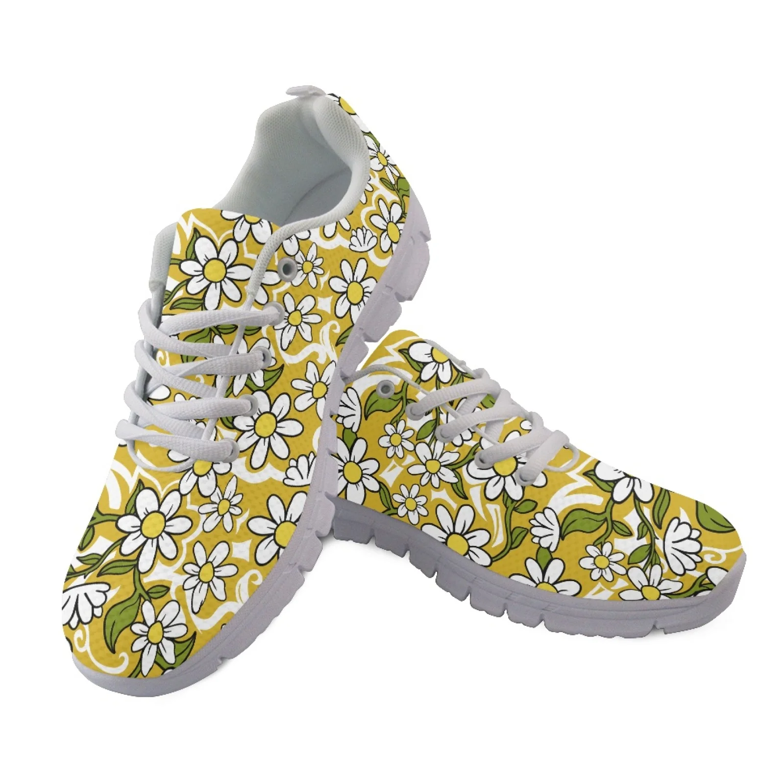 Coloranimal Daisy Print Trainers Footwear Mesh & EVA Sole Tennis Shoes Breathable Sports Trainers for Men