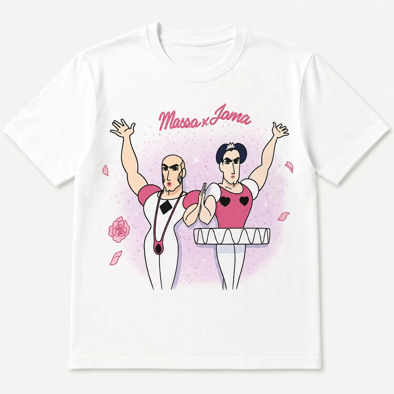 Retro Tee Funny Male Ballet Dancer Print 2026 Unisex Tshirt Pink Glitter Rose Petal Cartoon Character Graphic Loose Short Sleeve