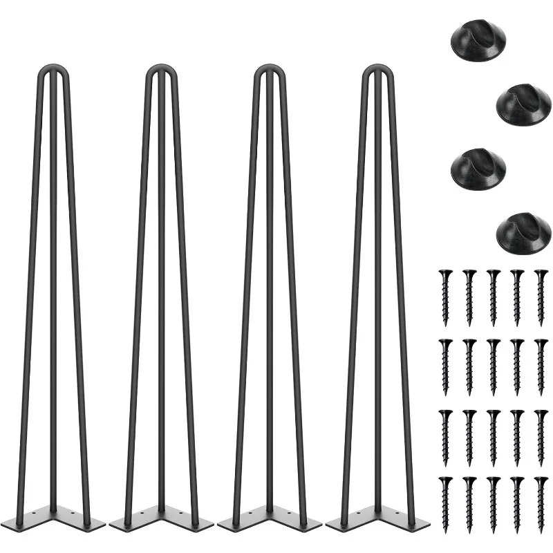 

28 Inch Hairpin Table Legs, 3 Steel Rods 1/2 Inch Pipe Diameter, 800lbs Load Capacity