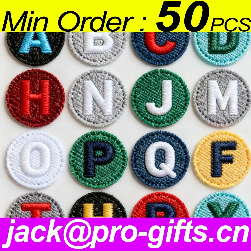 Iron-on Embroidered Badges Manufacturer Custom Raised 3D Logo Merrow Border Embroidered Patches for Clothing
