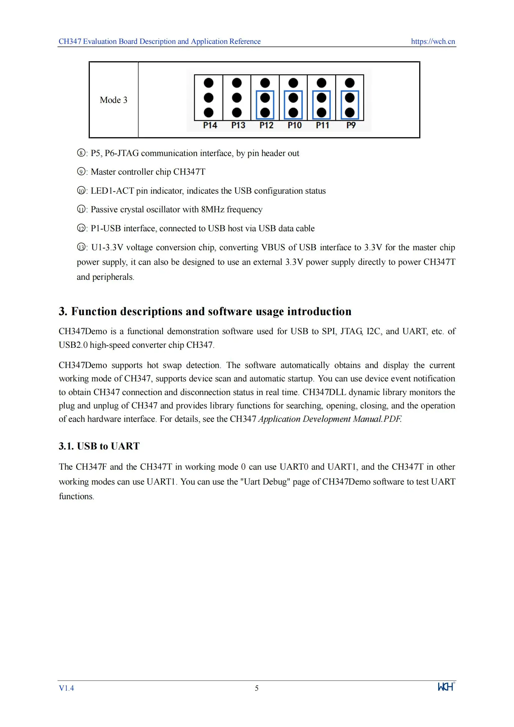 CH347 Entwicklungsboard 480 Mbit/s Hi-Speed USB Bus zu seriellem Chip CH347F/T Evaluierungsboard – Detail 5