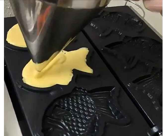Commercial 3 Pcs*2 Taiyaki Waffle Maker Electric Korean Fish Shape Waffle Machine Stainless Steel Snack Machines deposit