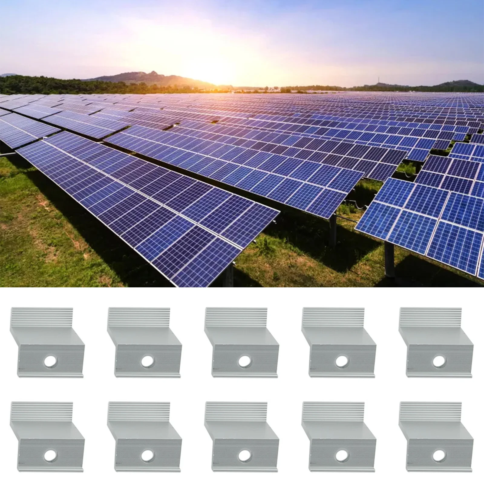 Solar Panel 10pcs Aluminum End Clamp High Corrosion Resistance Silver Strong Toughness Convenient Transportation