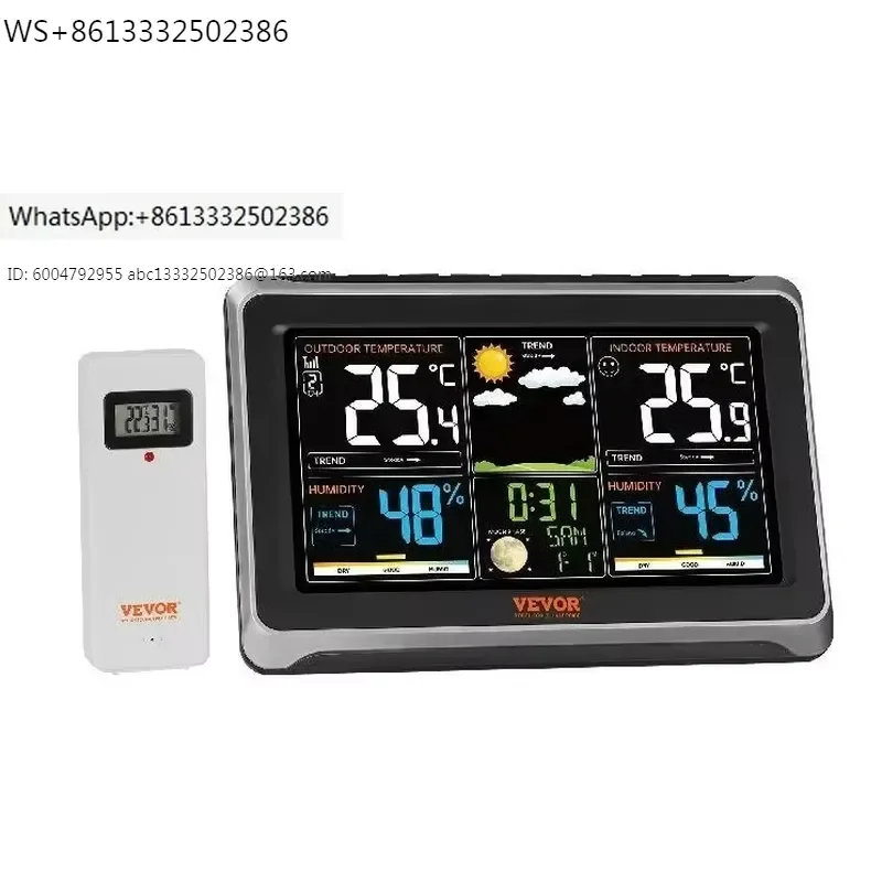 VEVOR Wireless Weather Station for Home or Travel with 7.5 inch HD Color Screen and Automatic Time Calibration Forecast