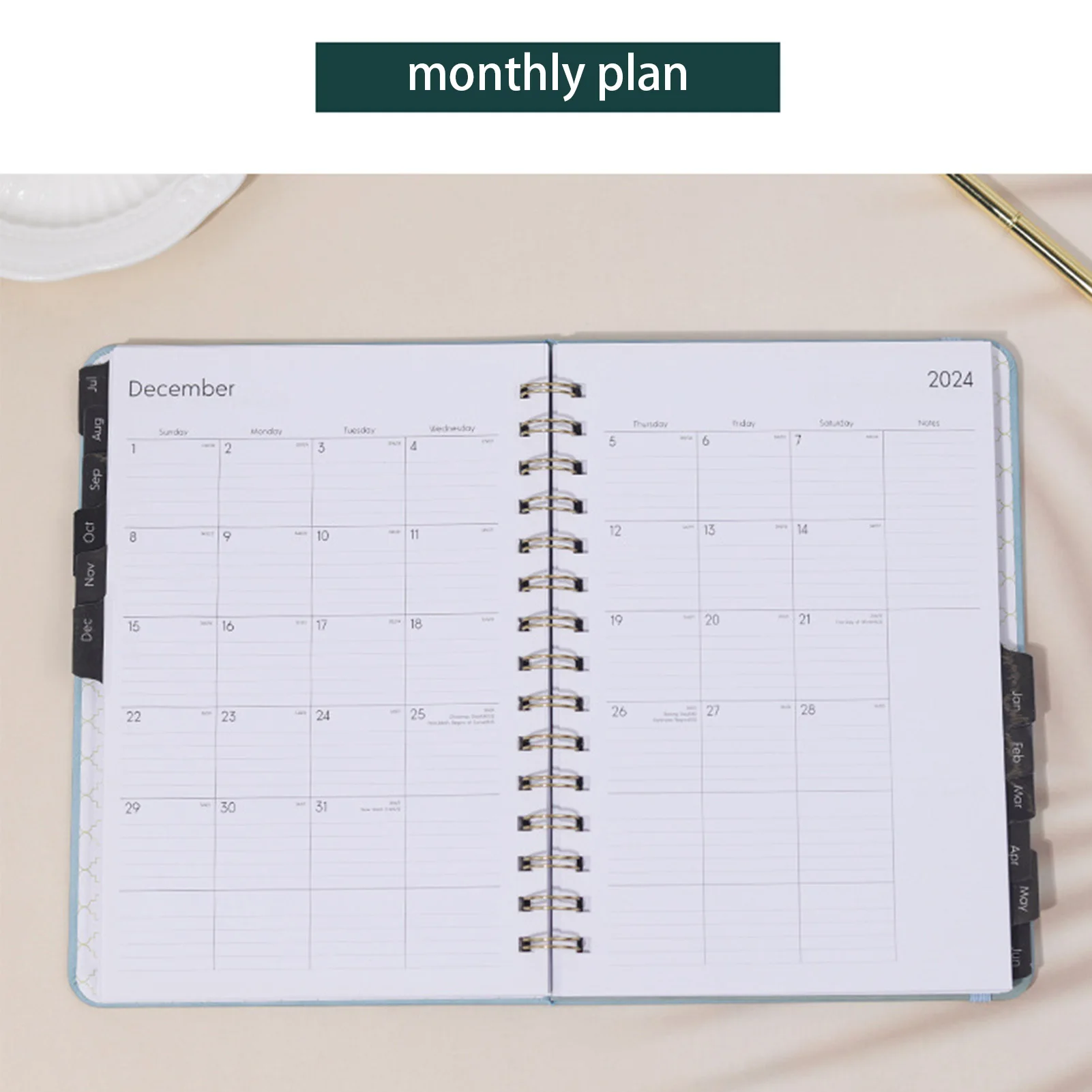 2024-2025 A5 Planner Notebook Monthly Calendar Jul. 2024 - Jun. 2025 Schedule Soft Leather Paper Office School Stationery