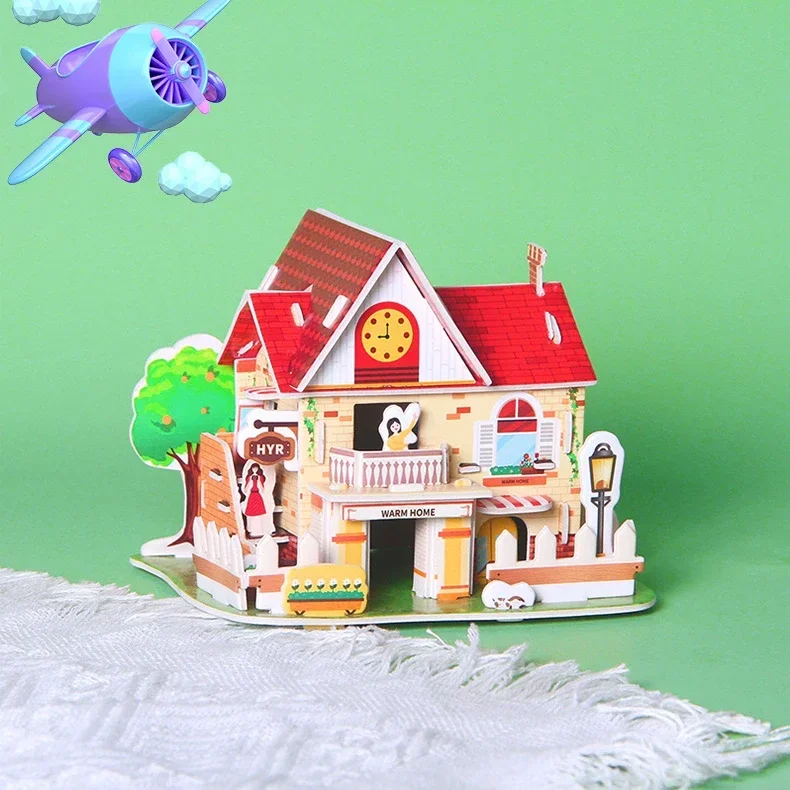 House Three-dimensional Puzzle Paper Children\'s Handmade DIY Model Puzzle Early Education Boys and Girls Toys Educational Toys