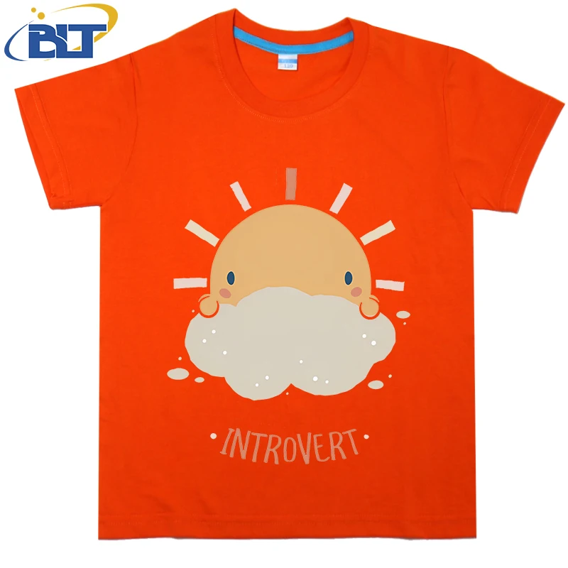 Camiseta con estampado de sol Introverting para niños y niñas, tops casuales de manga corta de algodón, Verano