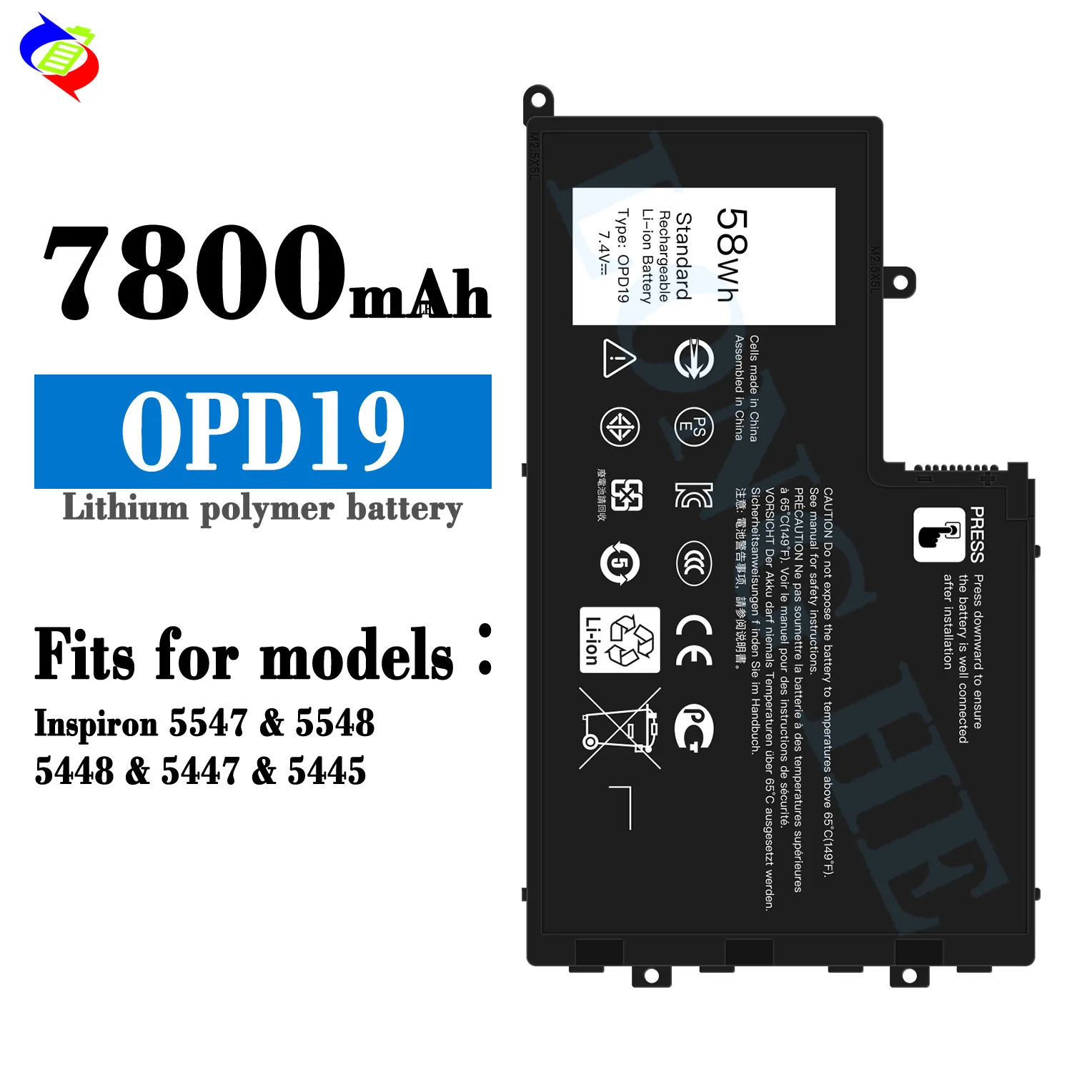 0PD19 OPD19 7.4V 58Wh Laptop Battery for Dell Inspiron 15 5547 5548 5443 5448 Latitude 3550 01V2F6 TRHFF P51G Battery