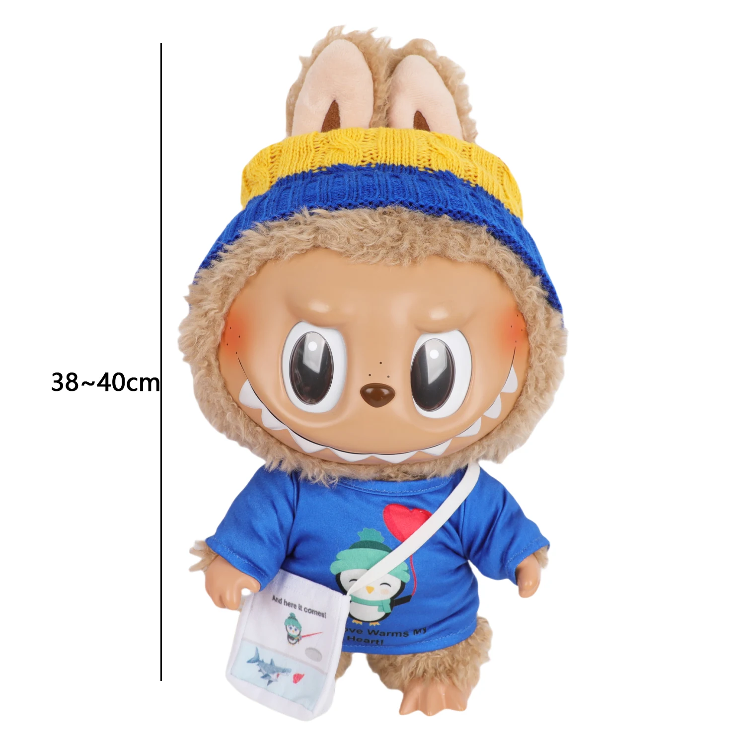 Grande Labubu Abbigliamento per bambole Simpatici animali T-shirt + Cappello + Borsa Set di vestiti Vestito per 38-40 cm LABUBU Doll Toy Accessori Giocattolo di cotone Gioca