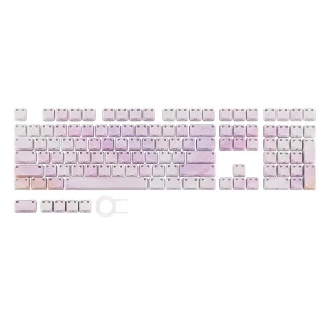 EPOMAKER Shimmeow Keycaps Set 113 Keys MAO Profile Side-Printed Shine Through PBT+PC Material Cute Cat Keycaps MX-Compatible