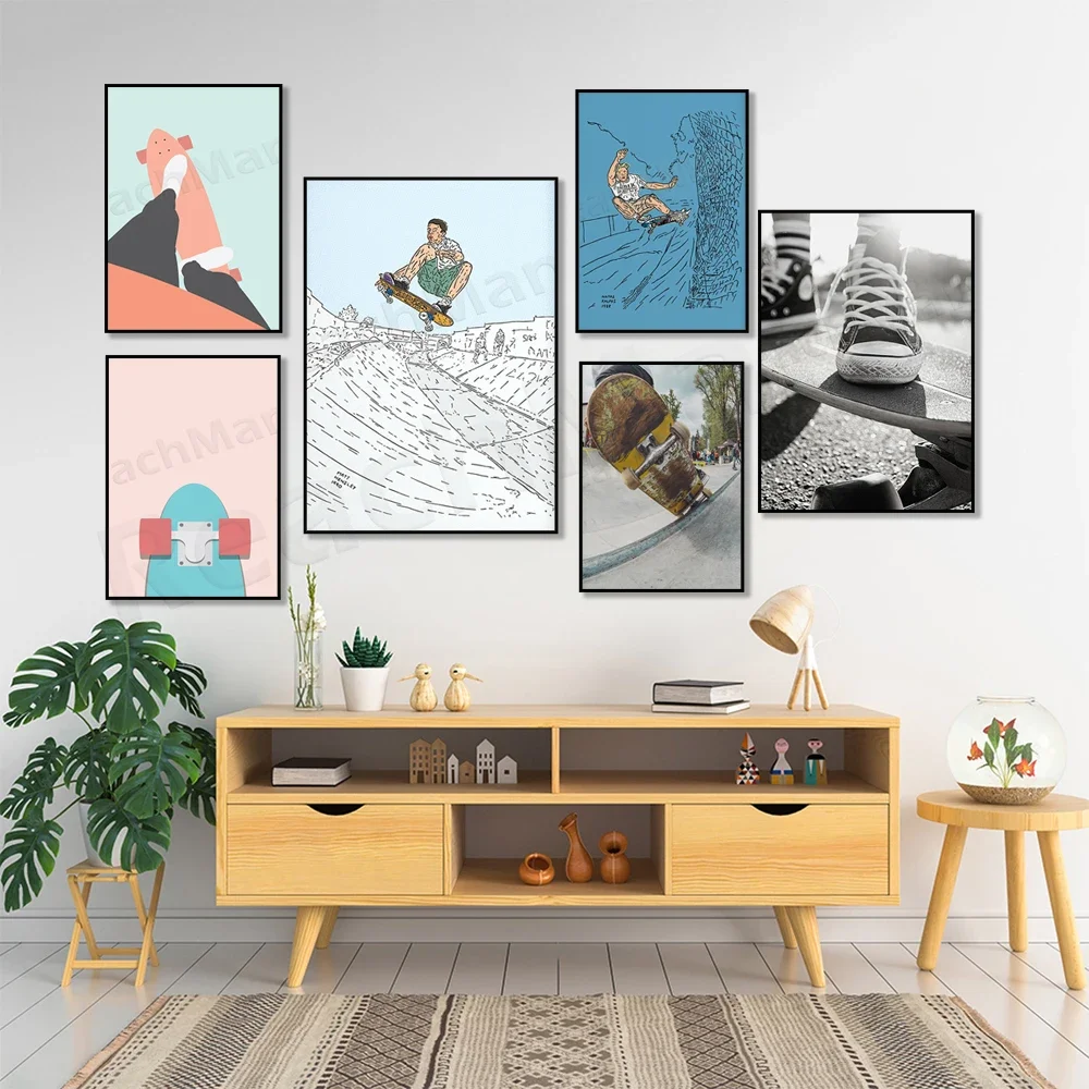 Skateboarders Extreme Sports Poster Art Prints Canvas Painting Living Room Wall Art Picture Boy Room Decor Cuadros