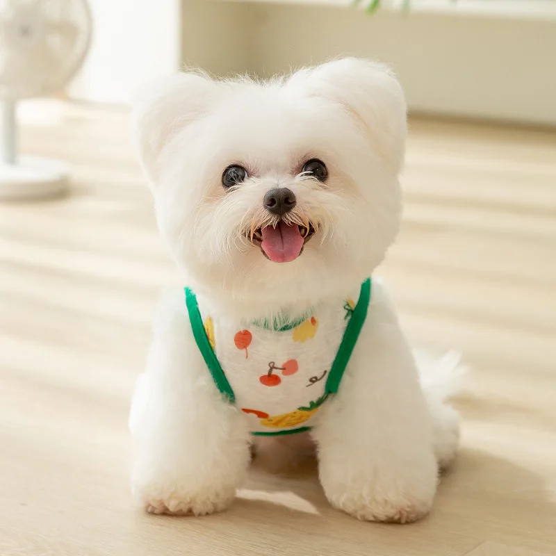 

Green Cute Style Full Print Pineapple Two-Legged Vest Small Pet Dog Clothes Summer Thin