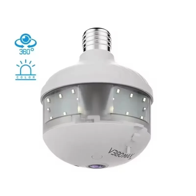 3MP full high definition fisheye panoramic surveillance wireless camera VR 360 IP CCTV bulb camera V380 application